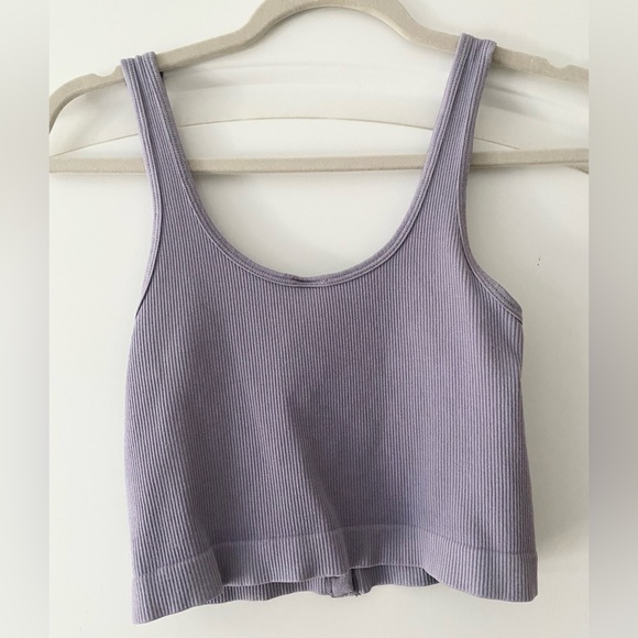Lavender Ribbed Button-Up Crop Top - Picture 2 of 2